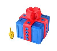 The Prank Box - Middle Finger Surprise Box,Interactive Prank Decor for Desk,Surprise Boxes for Birthday, Christmas, Halloween (Blue Red)