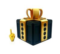 The Prank Box - Middle Finger Surprise Box,Interactive Prank Decor for Desk,Surprise Boxes for Birthday, Christmas, Halloween (Black Gold)