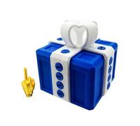 The Prank Box - Middle Finger Surprise Box,Interactive Prank Decor for Desk,Surprise Boxes for Birthday, Christmas, Halloween (Blue and White)