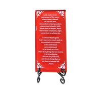 The Prayer of St. Francis Inspirational Glass Plaque. Beloved Prayer Provides Encouragement For All. Includes Folding Easel. By Lifeforce Glass. Red.