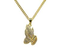 The Praying Hands Pendants & Necklaces Brother Present Color Crystal Hip Hop Men Chain Jewelry Long Necklaces Party