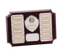 The Premier 12 Year Annual Wooden Shield Award Plaque Trophy, Engraved Free - Enter Your Own Custom Text