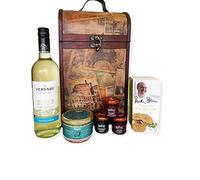 The Premium Clarendon Vintage Style Keepsake Chest Gift Food Hamper with 750ml Versare Sauvignon Blanc White Wine - Gift Ideas for Mum, Mothers Day, Valentines, Birthday, Anniversary, Business gifts, Corporate, Dad, Fathers Day, him, her