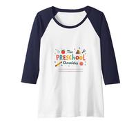 The Preschool Chronicles: Colorful Childhood Adventures Raglan Baseball Tee, Women, Navy/White, M
