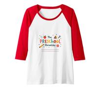 The Preschool Chronicles: Colorful Childhood Adventures Raglan Baseball Tee, Women, Red/White, XL