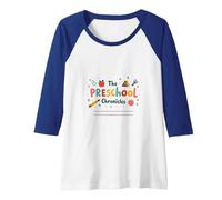 The Preschool Chronicles: Colorful Childhood Adventures Raglan Baseball Tee, Women, Royal Blue/White, L