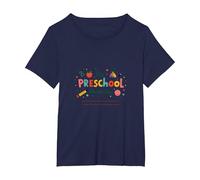 The Preschool Chronicles: Colorful Childhood Adventures T-Shirt, Women's Plus, Navy, 1X
