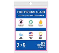 The Press Club 160 Micron 2" x 9" Premium Nylon Tea Filter Press Screen Bags 25 Pack