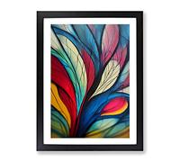 The Pretty Feathers Abstract Framed Print | A2 Black Framed Wall Art | Ready to Hang | Abstract Fantasy Picture | Living Room Bedroom Lounge Office