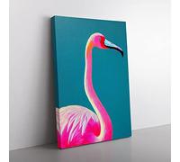 The Pretty Flamingo Canvas Wall Art Print Ready to Hang, Framed Picture for Living Room Bedroom Home Office Décor, 50x35 cm (20x14 Inch)