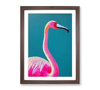 The Pretty Flamingo Framed Wall Art Print A2 Walnut