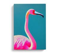 The Pretty Flamingo Teal, Pink, Brown Canvas Print for Living Room Bedroom Home Office Décor, Wall Art Picture Ready to Hang, 30x20 Inch (76x50 cm)