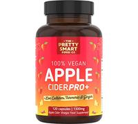 The Pretty Smart Food Co Apple Cider Vinegar Capsules - Boosted with Vegan Live Cultures, Turmeric & Ginger - Raw & Unfiltered ACV Complex - 1300MG Dosage - 120 Capsules - Made The UK