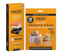 The PREZZO® Sandwich Crimper - Toastie Maker for Thins PLUS x10 Reusable Toastie Bags Non-Stick, Heat-Resistant & Easy to Clean 100+ Use Ideal for Toasters, Air Fryers & Grills (16cm x 16.5cm)