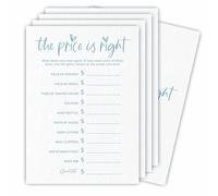 The Price is Right Game Set For Baby Shower - Minimalism White & Blue - 30 Double-Sided Fill In Style Game Cards For Gender Reveal, Baby Announcement, Party Favor & Supplies - C06