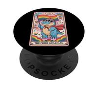 The Pride Guardian - Cute LGBTQ+ Dinosaur Tarot Art for Ally PopSockets Adhesive PopGrip