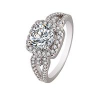 The Princess Diamond Opening Ring Rings Delicate Design Diamond Fashion Ring Light Luxury High Grade Ring Color Rings for Women (White, 10)