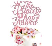 The Princess Has Arrived Cake Topper, Welcome Baby Girl Cake Decor, Princess First Birthday Gender Reveal Baby Shower New Born Party Decorations Supplies for Her