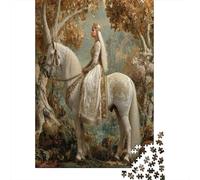 The Princess Rides A White Horse with Golden Patterns Puzzle 38x26cm/1000pcs Erwachsene Puzzle,Home Decor