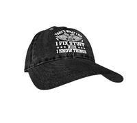 The Print Ninja Black Vintage Look I fix Things Baseball Cap (& t-Shirt Option) for Dads/Sons/Grandfather/Birthday /. Christmas 100% Cotton Brass Buckle, Premium Quality