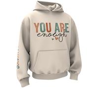 The Print Ninja You are Enough Hoodie Always on sleave to celebrate mental heath Unisex Hoodie Jumper Premium quality hoodie, 300gsm Adult S-2XL Off-White