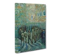 The Prison Courtyard By Vincent Van Gogh Classic Painting Canvas Wall Art Print Ready to Hang, Framed Picture for Living Room Bedroom Home Office Décor, 24x16 Inch (60x40 cm)
