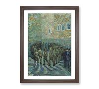 The Prison Courtyard By Vincent Van Gogh Classic Painting Framed Print | A3 Walnut Framed Wall Art | Ready to Hang | Classic Historical Picture | Living Room Bedroom Lounge Office