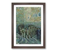 The Prison Courtyard by Vincent Van Gogh Framed Print | A2 Walnut Framed Wall Art | Ready to Hang | Modern Historical Picture | Living Room Bedroom Lounge Office