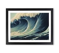 The Pristine Japanese Wave Framed Wall Art Print A2 Black