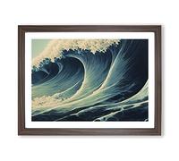 The Pristine Japanese Wave Framed Wall Art Print A2 Walnut
