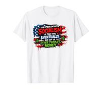 The Problem with Socialism Thatcher Quote Value Graphic T-Shirt, Men, White, S