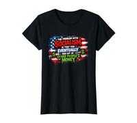 The Problem with Socialism Thatcher Quote Value Graphic T-Shirt, Women, Black, XL