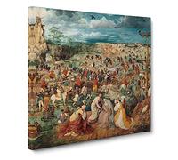 The Procession To Calvary by Pieter bruegel the elder Classic Painting Canvas Wall Art Print Ready to Hang, Framed Picture for Living Room Bedroom Home Office Décor, 14x14 Inch (35x35 cm)