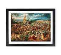 The Procession To Calvary By Pieter Bruegel The Elder Classic Painting Framed Wall Art Print, Ready to Hang Picture for Living Room Bedroom Home Office Décor, Black A3 (46 x 34 cm)