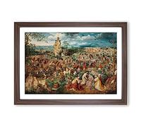 The Procession to Calvary by Pieter Bruegel The Elder Framed Print | A2 Walnut Framed Wall Art | Ready to Hang | Modern Nature Picture | Living Room Bedroom Lounge Office