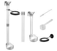 The product includes a set of aquarium accessories that include an adjustable feeder, a ring shaped feeder, a measuring spoon and a cleaning brush. - Made of high quality acrylic