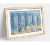 The Promenade (Landscape with Cypresses) Henri-Edmond Cross Stunning Framed Wall Art Print Picture - A2 - Light Oak Frame