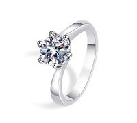 The Promise Ring, Anillo para Mujer 18K White Gold Six Claws with Moissanite Size N 1/2