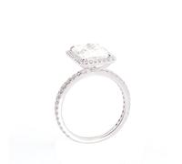 The Promise Ring, Anillos para Mujer de Compromiso 9K White Gold 4 Prongs Rectangle with Moissanite Size S 1/2