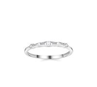 The Promise Ring, Diamond Band Ring Geometric Silver with Trapezoid Shape Diamond 14K White Gold Size L 1/2