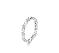 The Promise Ring, Engagement Rings Heart with Moissanite Silver Platinum Size O 1/2