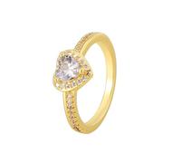 The Promise Ring, Finger Ring for Women Gold Heart with Moissanite 9K Yellow Gold Size S 1/2