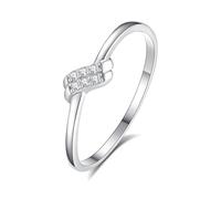 The Promise Ring, Marriage Ring Simple Round Diamond White Gold Platinum 950 Size S 1/2