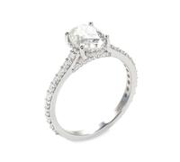 The Promise Ring, Marriage Ring with Oval Shape 1.5ct Moissanite 9K White Gold Size W 1/2