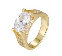 The Promise Ring, Moissanite Engagement Ring Sets for Women Oval with 4.5ct Moissanite 14K Yellow Gold Size I 1/2