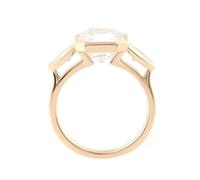 The Promise Ring Moissanite Wedding Band Yellow 9K Gold with Geometric White Moissanite 1Ct Size O 1/2 Elegant for Wife Anniversary Jewelry