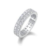 The Promise Ring, Pinky Promise Ring Eternity with 2mm Moissanite 14K White Gold Size H 1/2