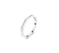 The Promise Ring, Pinky Promise Ring Hexagon with Round Shape Moissanite 9K White Gold Size P 1/2