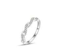 The Promise Ring, Promise Ring Goth Wave with Round Moissanite Silver 18K White Gold Size M 1/2