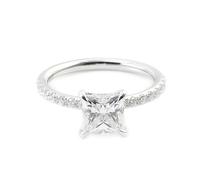 The Promise Ring Ring Moissanite Band Art Deco 18K White Gold with 2Ct Princess Cut Moissanite Size S 1/2 Upgrade 3.0 for Ladies Christmas Jewelry